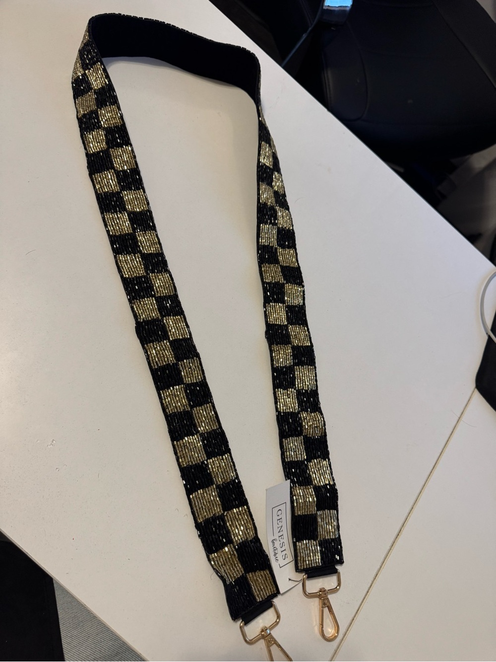 GBlack & Gold Beaded Strap - Elegant Crossbody Replacement